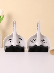 Zazumi 1Pc Desktop Mini Broom Set, Dustpan Set, Mr. Beard/Mr. Glasses Pattern, Suitable For Cleaning Student Desks/Office Desks/Kitchen Stoves/Corners And Crevices, Cleaning Combo Set, Broom, Dustpan - multicolor - View 5