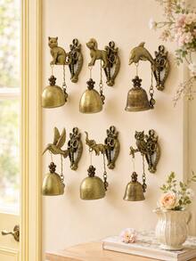 Cirelle 1Pc Vintage Animal-Shaped Metal Door Bell, Elephant/Owl Iron Wind Chime Wall Hanging, Rustic Decorative Ringing Bell For Front Door, Entryway, Garden, Patio, Porch, Farmhouse Home Decor, Housewarming, Birthday & Holiday Gift - Multicolor - View 7