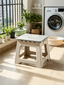 1PC Compact Portable Lightweight With Handle Multipurpose Durable Various Colors Folding Stool For Kitchen Bathroom Camping Hiking Barbecue - Grey - View 5