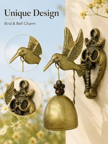 Cirelle 1Pc Vintage Animal-Shaped Metal Door Bell, Elephant/Owl Iron Wind Chime Wall Hanging, Rustic Decorative Ringing Bell For Front Door, Entryway, Garden, Patio, Porch, Farmhouse Home Decor, Housewarming, Birthday & Holiday Gift - Multicolor - View 8