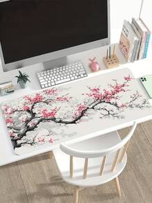 1PC Various Sizes Non Slip Rubber Base Extended Cherry Blossom Branch Design Gaming Mouse Pad Desk Mat Durable Smooth Surface For Laptop Computer Office Home Study Learning Decor Accessory Gift For Gamers Students - Rectangle - View 2