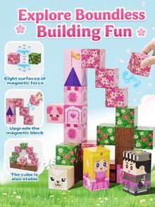 2CM-27PCS Magnetic Cube Building Blocks, 8 Styles Optional With Iron Storage Box, Colorful Pattern Magnet Blocks For DIY Scene Construction, Suitable For Kids Daily Play & Birthday Gifts, Back To School - Multicolor - View 10