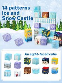 2CM-27PCS Magnetic Cube Building Blocks, 8 Styles Optional With Iron Storage Box, Colorful Pattern Magnet Blocks For DIY Scene Construction, Suitable For Kids Daily Play & Birthday Gifts, Back To School - Multicolor - View 9