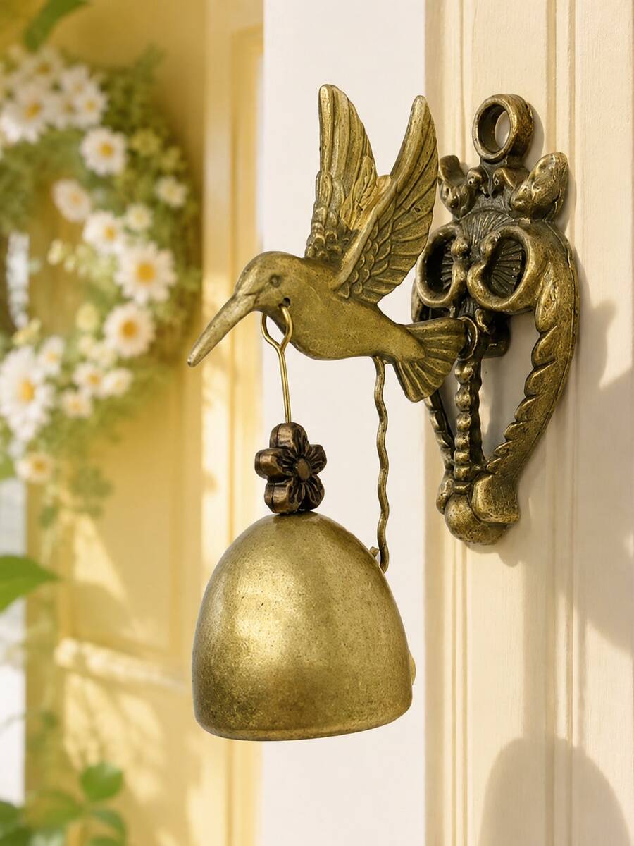 Cirelle 1Pc Vintage Animal-Shaped Metal Door Bell, Elephant/Owl Iron Wind Chime Wall Hanging, Rustic Decorative Ringing Bell For Front Door, Entryway, Garden, Patio, Porch, Farmhouse Home Decor, Housewarming, Birthday & Holiday Gift - Multicolor - View 1