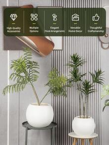 優雅圓形白色防水塑料花盆，適合地面擺放。適用於室內與室外，可種植多肉植物、虎尾蘭、黃金葛、蕨類及各種花卉。客廳與辦公室的精美裝飾。 - 多色 - 查看 6