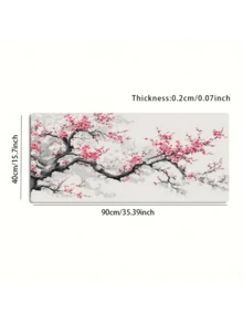 1PC Various Sizes Non Slip Rubber Base Extended Cherry Blossom Branch Design Gaming Mouse Pad Desk Mat Durable Smooth Surface For Laptop Computer Office Home Study Learning Decor Accessory Gift For Gamers Students - Rectangle - View 3