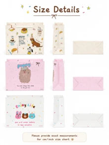 Joivida Cute Cartoon Animal Portable Gift Paper Tote Bags, Lovely Rabbit Bear Cat Print Handheld Packaging Bag With Colorful Confetti Dot, Enjoy Life Letter Print Storage Bag For Birthday Party Favors, Wedding, Graduation, Holiday Gift Wrap - View 8