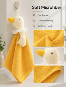 Joivida Cute Hanging Duck Hand Towel Crafted. It Features A Plush Duck Doll Top With Delicate Lace Trim, Delivering Strong Water Absorption And Quick-Drying Performance. Available In Two Gentle Tones, Ideal For Kitchen And Restroom Daily Use. - Multicolor - View 8