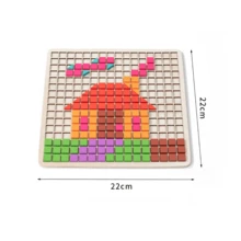 MINKOJA Wooden Mosaic Puzzle, 210PCS Shape Pattern Blocks With 7 Colors, Pixel Board Game STEM Toys Gift For Kids Boys And Girls Ages 3 4 5 6 7 Years Old - Multicolor - View 10