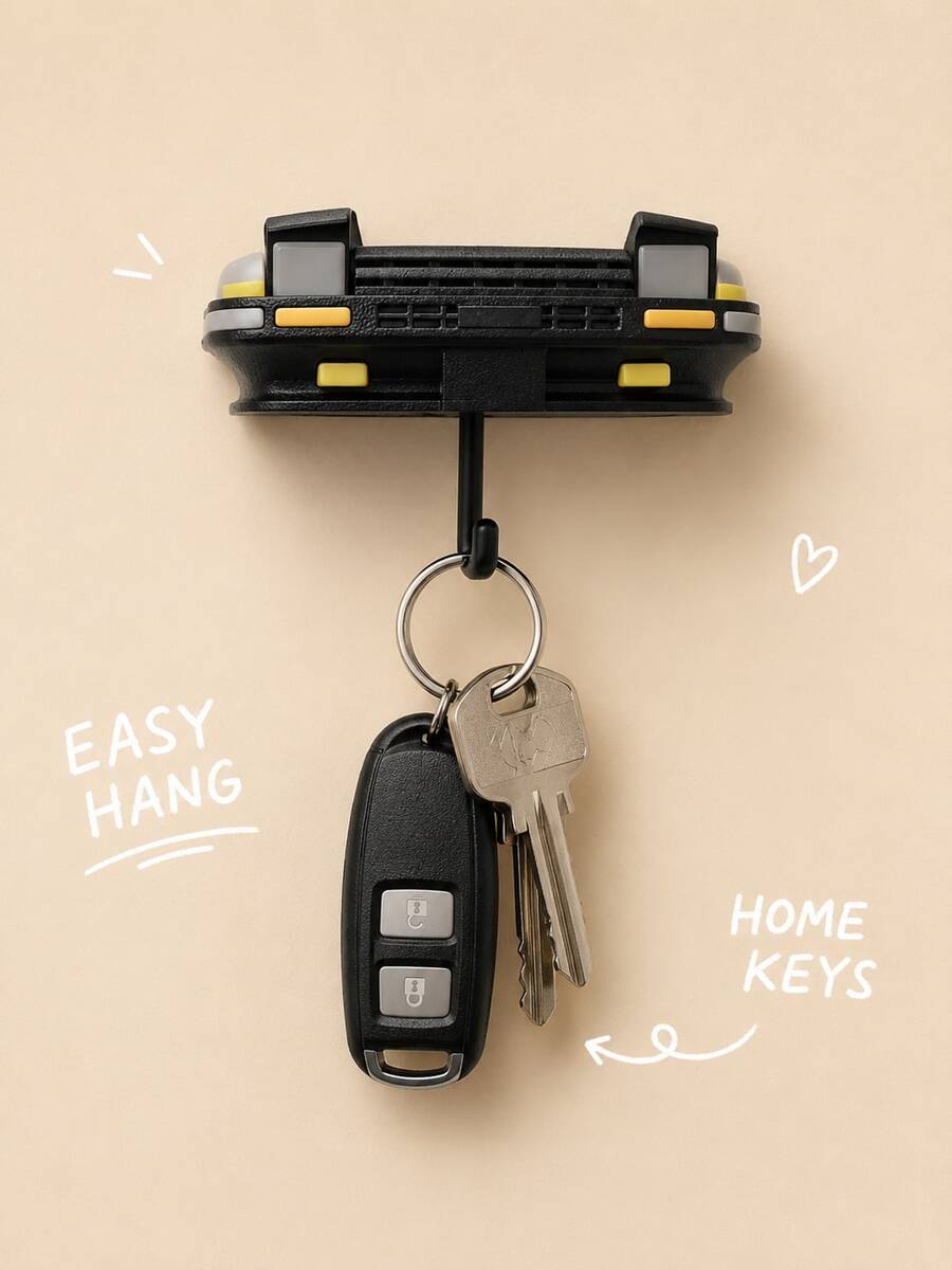 superFUNNYmarket 1Pc AE86/Mia Car Shaped Key Holder, Creative Wall-Mounted Key Hanger With Light-Up Headlights, Retro Car Rear Design Hook, Multiple Styles & Colors Available, Durable Plastic Key Organizer For Entryway, Hooks Light Up When Keys Are Hung, - multicolor - View 1