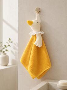 Joivida Cute Hanging Duck Hand Towel Crafted. It Features A Plush Duck Doll Top With Delicate Lace Trim, Delivering Strong Water Absorption And Quick-Drying Performance. Available In Two Gentle Tones, Ideal For Kitchen And Restroom Daily Use. - Multicolor - View 4