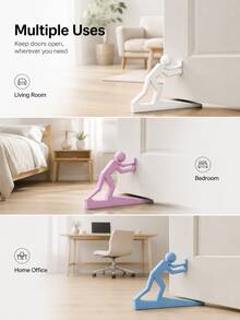 Joivida Door Buddy Human-Shaped Door Stopper Made Via 3D Printing. Designed As A Pushing Figure Silhouette, Offered In Assorted Soft Solid Hues. It Holds Doors Open Steadily, Acting As A Fun Daily Functional Ornament And Personalized Gift Option. - multicolor - View 11