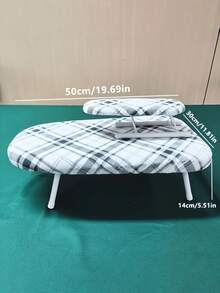 1PC Portable Compact Travel Size Geometric Plaid Pattern Ironing Board With Durable Plastic Frame Ergonomic Handle For Clothes Curtains Furniture Includes Sleeve Iron Needed Decorative Repair Stylish Storage Gift - A - View 4