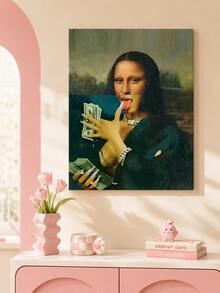 Joivida 1pc Funny Mona Lisa Parody Canvas Wall Art, Unframed Classic Portrait Print Poster, Quirky Modern Decorative Painting For Living Room, Bedroom, Dorm, Office, Cafe, Apartment Home Decor & Gift - multicolor - View 5
