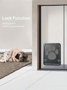 1PC Cat Door For Screen Door Magnetic Self Closing Lockable Small Pet Door For Sliding Door Window Screen Black Easy Install Indoor Outdoor Pet Access - one-size - View 5