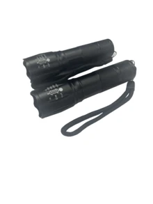 Adjustable Led Tactical Flashlight With Zoom  For Camping And Outdoor Trips, Pack Of 2 (3 * Aaa Batteries Not Included) - black - View 6