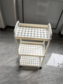 1PC Multi Tier Sturdy Easy Rolling Mobile Detachable Shelves Space Saving Versatile White Black Flat Design Storage Cart For Kitchen Bathroom Bedroom Office Garage - one size fits all - View 4