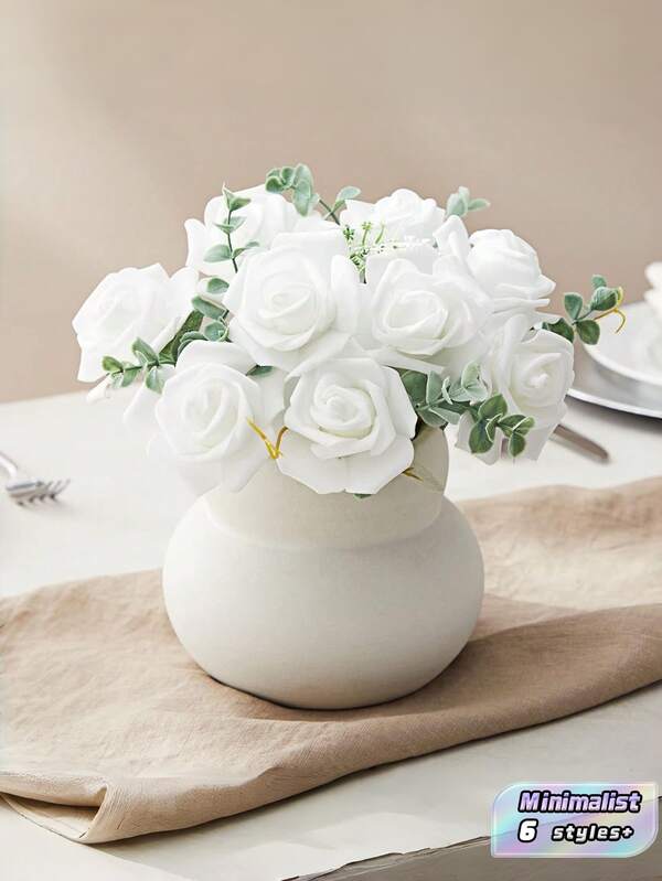 10/20/30/40/50/100Pcs Set Pink Minimalist PS Foam Artificial Flowers, Faux Floral Ornaments For Home Indoor Decoration, Packed In OPP Bag