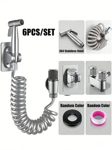 6 Buah Set Semprotan Bidet 2-in-1 yang Dipasang di Dinding, Tekanan Tinggi, Toilet, Pancuran, Kontrol Ganda, Selang yang Dapat Ditarik, Kamar Mandi, Dapur, Semprotan Toilet Bidet Genggam, Kit Shattaf, Katup Keluaran Ganda, Kebersihan Pribadi, Pencuci Hewan Peliharaan, Kain Lap, Popok, Spa, Pereda Nyeri Otot, Pembersihan - perak - View 12