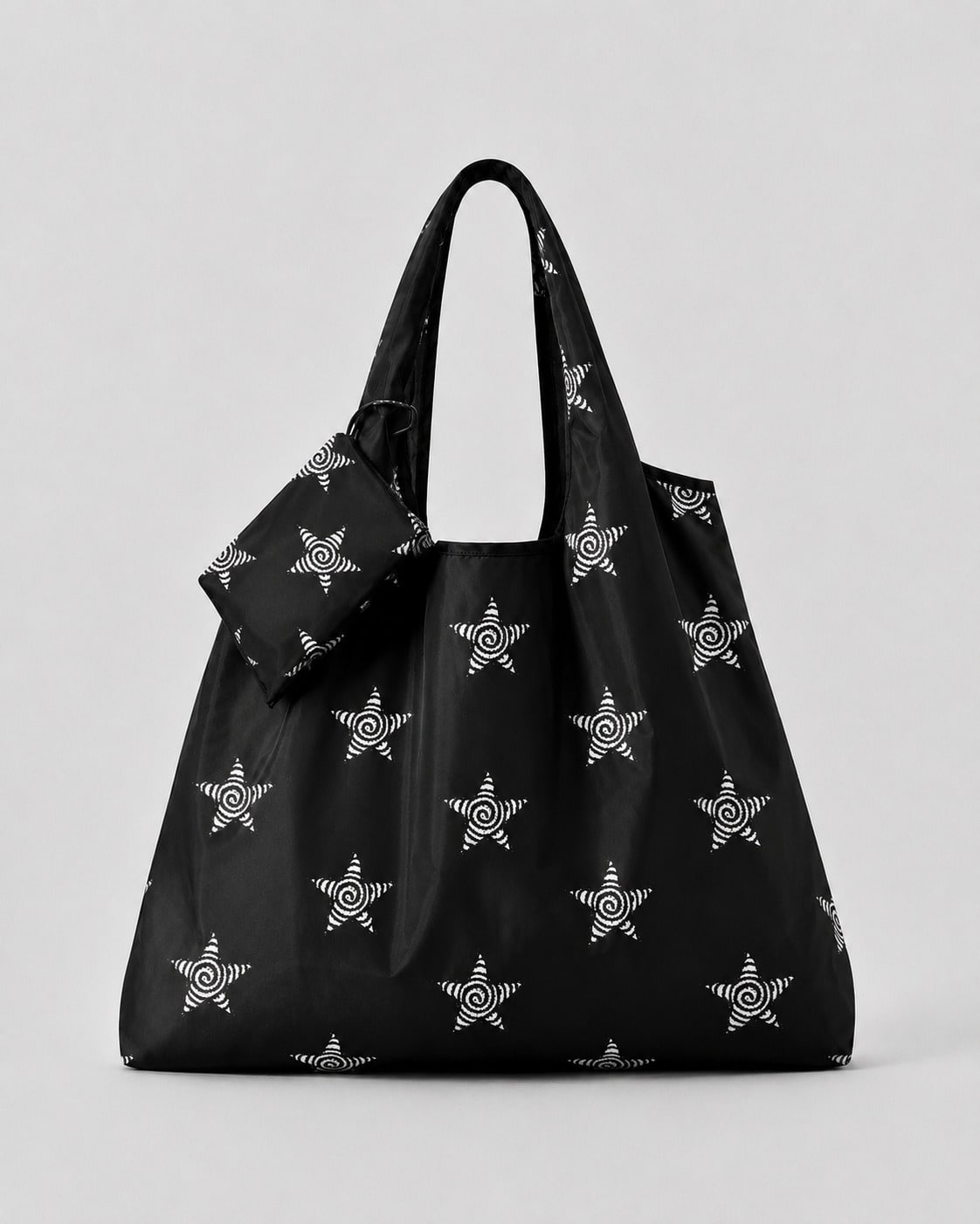 Goth Bolsa de compras plegable de gran capacidad con estampado de estrellas, bolsa de mujer con estrellas huecas