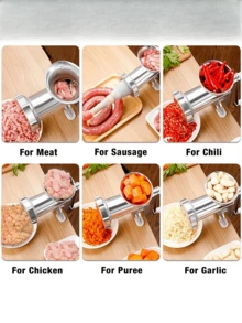 1Pc Multifunctional Hand Crank Meat Grinder & Sausage Stuffer, Manual Food Processor For Chili, Vegetables & Garlic, Portable Kitchen Tool For Home & Outdoor Use - Multicolor - View 5