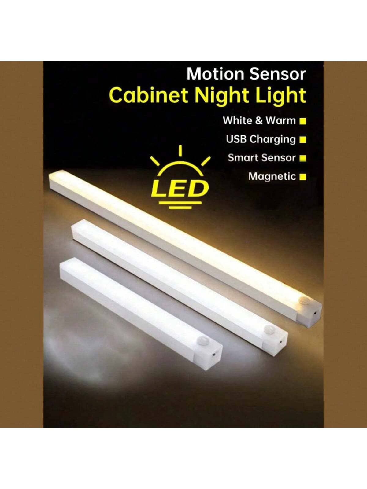 1入 LED 動感感應櫥櫃燈,檯下衣櫥照明燈,無線磁吸式 USB 充電廚房夜燈,電池供電衣櫥櫥櫃櫥櫃樓梯走廊層架燈 - 彩色 - 查看 1