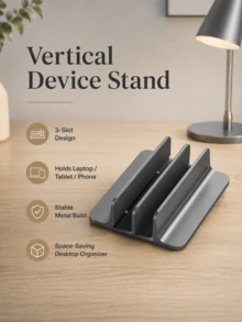Cirelle 1Pc Laptop Storage Stand, Vertical Stand, Compatible With Macbook And Laptops Up To 17.5 Inches, Upright Storage Rack, Tablet Support Stand, Suitable For Back-To-School Season - Multicolor - View 6