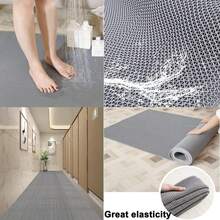 Hollow Anti-Slip Mat, PVC Grid Hollow Design, Gray, Specially Designed For Swimming Pool/Bathroom/Shower, Also Suitable For Kitchen/Bathroom/Dining Room/Bar/Garage. This Multipurpose Durable Mat Is Easy To Clean And Store. - grey - View 5