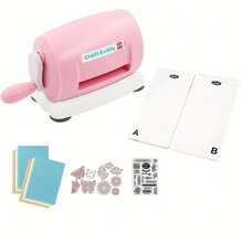 1 Set Embossing Machine, Equipped With Floral Templates To Create Various Patterns On Cardboard. Manual Die Cutting & Embossing Machine In Blue, Purple And Pink, Comes With Embossing Plate, Cutting Templates And 2 Cutting Pads. - cyan - View 13
