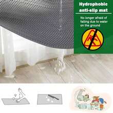 Hollow Anti-Slip Mat, PVC Grid Hollow Design, Gray, Specially Designed For Swimming Pool/Bathroom/Shower, Also Suitable For Kitchen/Bathroom/Dining Room/Bar/Garage. This Multipurpose Durable Mat Is Easy To Clean And Store. - grey - View 7