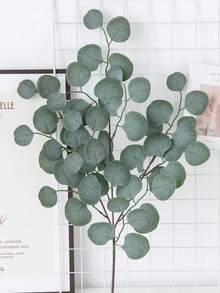 2/3pcS Leaf Artificial Eucalyptus Fake Plants Stem Faux Eucalyptuses Wedding Bouquet Centerpiece Home Decor (Green) - 1 Plant - View 4