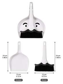Zazumi 1Pc Desktop Mini Broom Set, Dustpan Set, Mr. Beard/Mr. Glasses Pattern, Suitable For Cleaning Student Desks/Office Desks/Kitchen Stoves/Corners And Crevices, Cleaning Combo Set, Broom, Dustpan - multicolor - View 8