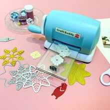 1 Set Embossing Machine, Equipped With Floral Templates To Create Various Patterns On Cardboard. Manual Die Cutting & Embossing Machine In Blue, Purple And Pink, Comes With Embossing Plate, Cutting Templates And 2 Cutting Pads. - cyan - View 5