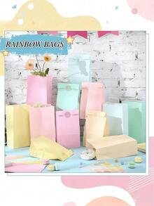 1/6/12/24pcs 8 Inch Kraft Paper Gift Bags With Handles Small Party Favor Bags Pastel Macaron Colorful Rainbow For Birthday Wedding Holiday Celebration Home Storage Decoration - multicolor - View 4