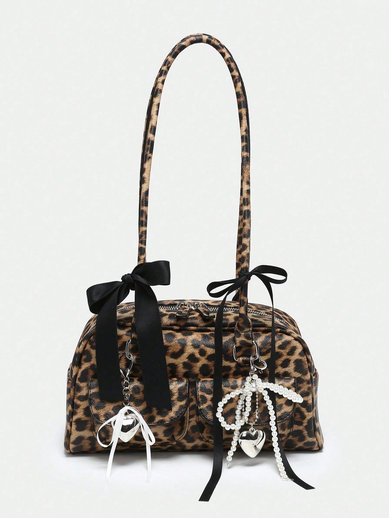 Kawaii Retro süßer Stil Damen karierte Schultertasche mit Schleife, Kirsche, Mehrfach-Taschen Boston Tasche, Schule, Straße und japanische Damen Tasche, Y2k, süß
