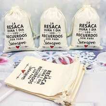 10pcs Beige Spanish Wedding Party Hangover Drawstring Bags, Suitable For Party Recovery Items Packaging - Beige - View 2