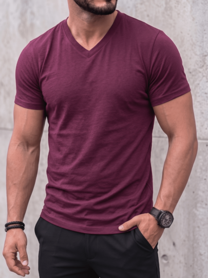 Playera Hombre caballero Cuello V Slim Fit Manga Corta Básica Casual Moderna Camiseta Lisa Ajustada Para Diario Outfit Urbano Minimalista Top Masculino Versátil De Verano
