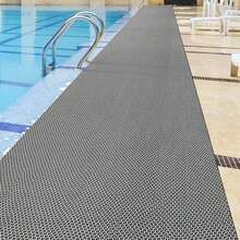 Hollow Anti-Slip Mat, PVC Grid Hollow Design, Gray, Specially Designed For Swimming Pool/Bathroom/Shower, Also Suitable For Kitchen/Bathroom/Dining Room/Bar/Garage. This Multipurpose Durable Mat Is Easy To Clean And Store. - grey - View 3