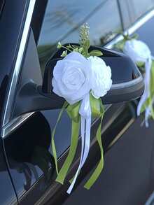 1PC Wedding Car Hood Flower Decoration Vehicle Bouquet Party Decor For Mirror Seat Belt Romantic Atmosphere Indoor Home Decoration - Multiple Styles - View 3