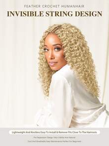 Boho Braids Miracle Knots Crochet Human Hair In 100% Remy Feather Line Crochet Hair Braids Salon Silky Seamless Invisible Solid Color 613 Honer Blone Feather Crochet Human Hair Braiding Micro Pre Looped Deep Wave Human Hair - S613 - View 3