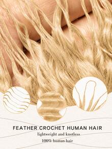 Boho Braids Miracle Knots Crochet Human Hair In 100% Remy Feather Line Crochet Hair Braids Salon Silky Seamless Invisible Solid Color 613 Honer Blone Feather Crochet Human Hair Braiding Micro Pre Looped Deep Wave Human Hair - S613 - View 9