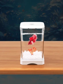 1 Thick Plastic Small Fish Tank With Creative Shatterproof Design, Beta Fish Tank For Goldfish And Reptile Breeding, Minimalist Desktop Decor For Home And Office - Multicolor - View 4