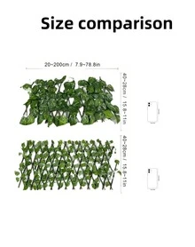 1件人造常春藤花架网，仿真植物，可伸缩围栏，木质格栅，花园装饰藤蔓，仿常春藤叶围栏，隐私屏风，可调节，适用于房间、家居、墙面、生日、厨房、礼物、卧室、婚礼、客厅、花园、户外装饰 - 綠蘿葉 - 查看 4