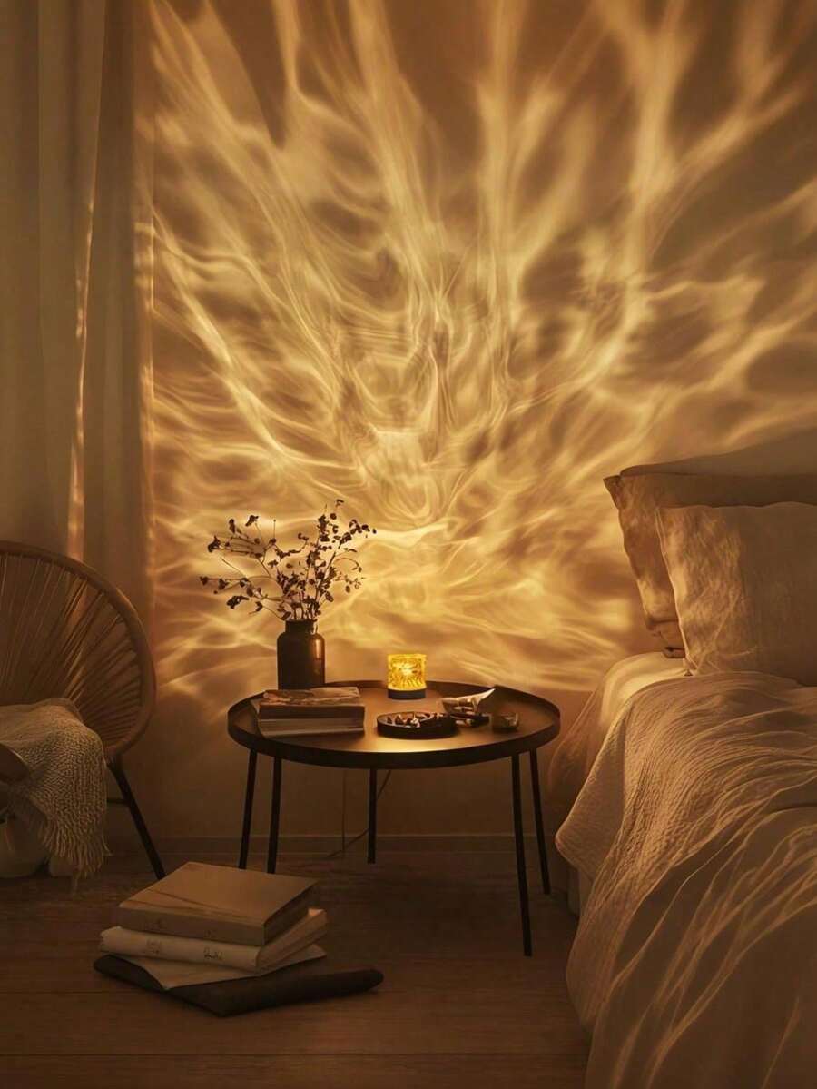 Dynamic Water Ripple Lamp,16 Color Light With Remote Control Rotating Projection Light USB Night Light Romantic Atmosphere Light ,Table Lamp Lights For Bedroom, Living Room Wall Decor ,Birthday Gifts With/Without Remote Control,1/3/16-Color Light - White - View 1