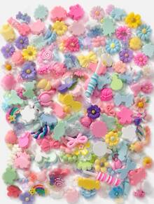20Pcs Random Mixed Resin Charms Set, Cute Flat Resin Ornaments In Blue Mixed Styles, DIY Handmade Craft Supplies For Phone Case Decor, Scrapbooking & Collage Accessories - Multicolor - View 4