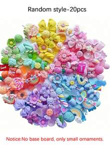 20Pcs Random Mixed Resin Charms Set, Cute Flat Resin Ornaments In Blue Mixed Styles, DIY Handmade Craft Supplies For Phone Case Decor, Scrapbooking & Collage Accessories - Multicolor - View 8