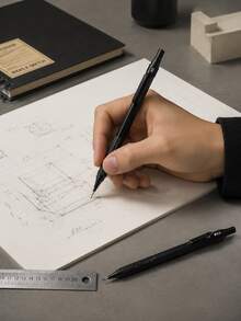 All Metal Automatic Mechanical Pencil - 0.5/0.7mm, Low Center Of Gravity Design, Suitable For Architecture/Engineering/Art, Smooth Writing, Dual Use For Drawing And Sketching - black - View 2