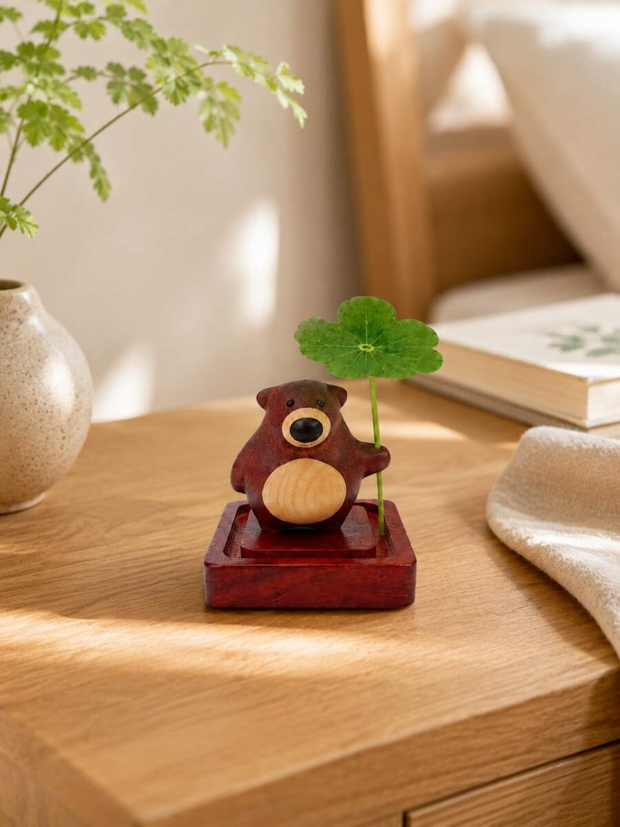 superFUNNYmarket 1pc Creative 3D Four Leaf Clover Bear Diffuser Wood, Aroma Ornament, Perfect Gift For Festival & Home Decoration - multicolor - View 1