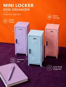 Zazumi 1pc Metal Desktop Cosmetic Storage Box, Multi-Color Storage Cabinet, Piggy Bank, Suitable For Girls' Storage, Storage Locker, Cosmetic Box Hanger - Multicolor - View 4