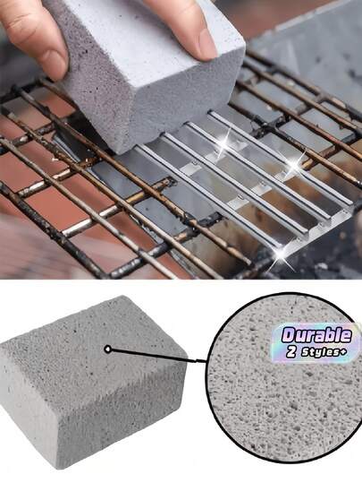 2/3 PCS Heat Resistant Handle Pumice Stone BBQ Cleaning Brick With Cutting Feature Multifunctional Cleaning Tool For Stove Sink Tableware Frying Pan Grill Kitchen Bathroom Home Use Ideal For Christmas Holiday Gift Daily Household Cleaning.